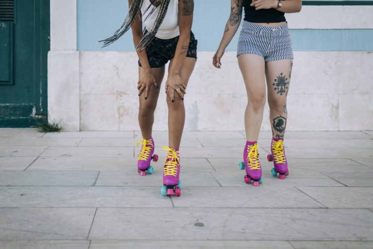 Portraits of friends rollerskating, Lisboa, Portugal