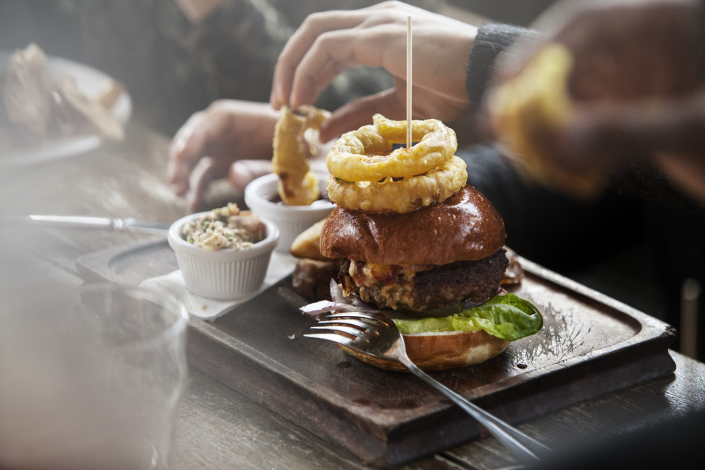Plate of burger and fries