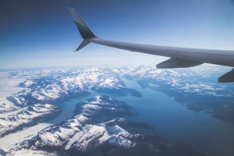 View of Alaskan mountain range from a flight out of Anchorage, AK.