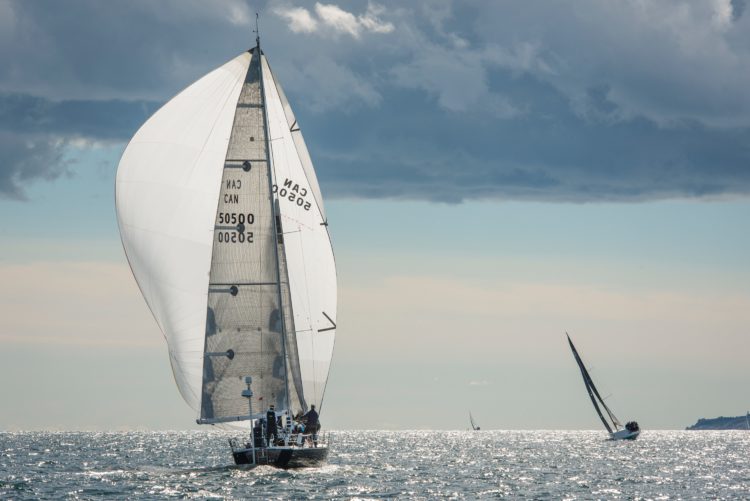 "Dragonfly" heads downwind in the lead during The Prince of Wales Trophy race sponsored by The Royal Nova Scotia Yacht Squadron,  the oldest yacht ...