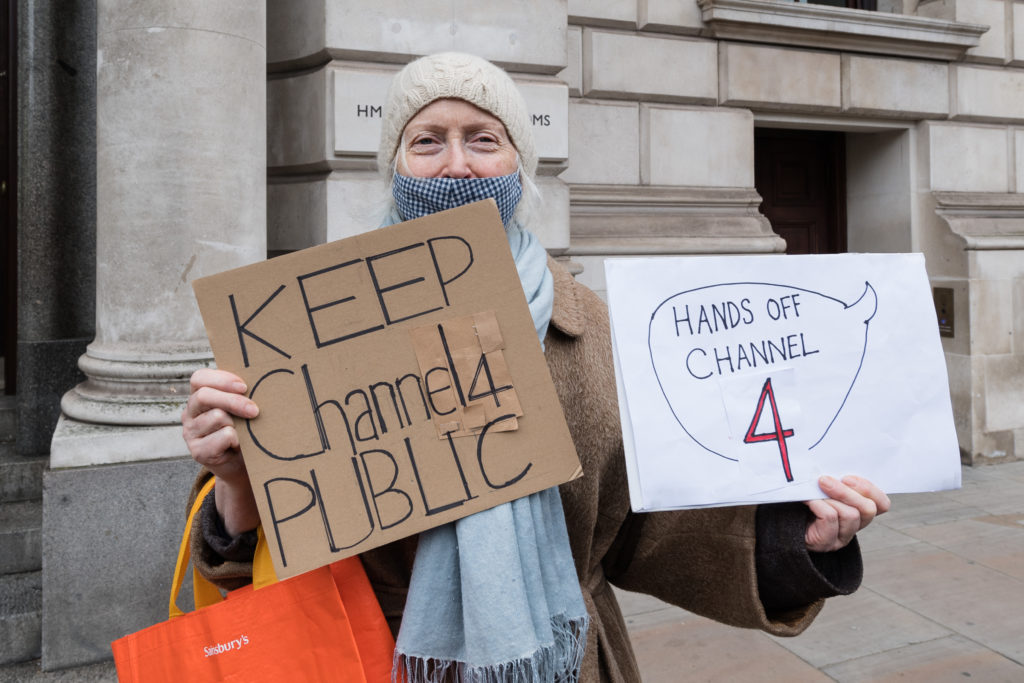 Protest Against Proposal for Channel 4 Privatisation in London