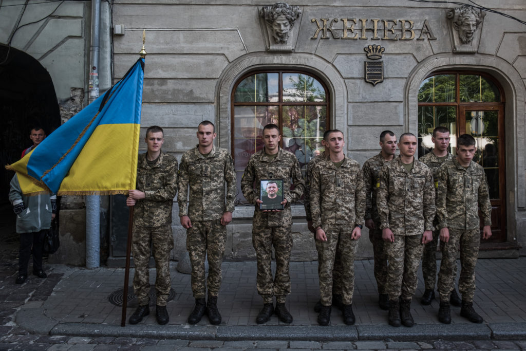 Funeral held for fallen Ukrainian soldiers in Lviv
