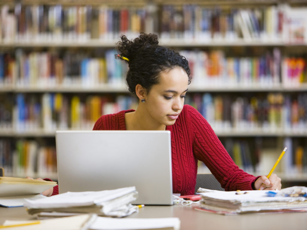 in the library