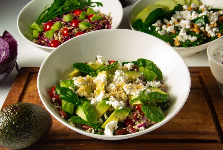Avocado salad with tomato and cheese