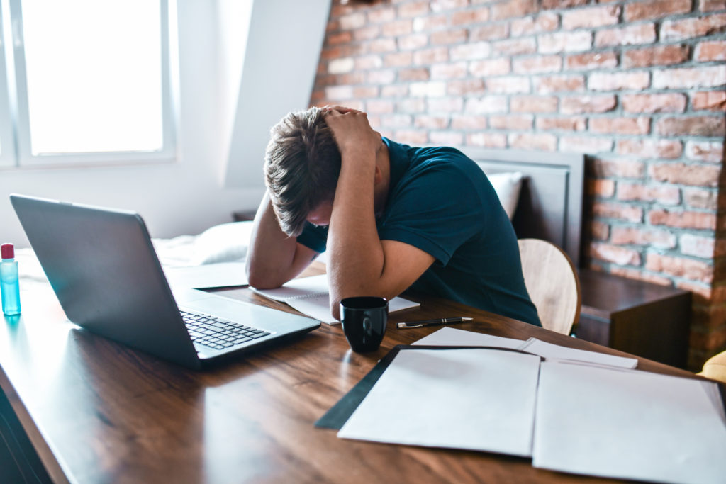 Stressed Male Can't Cope With Exam Season