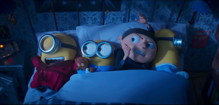 Gru and minions in bed