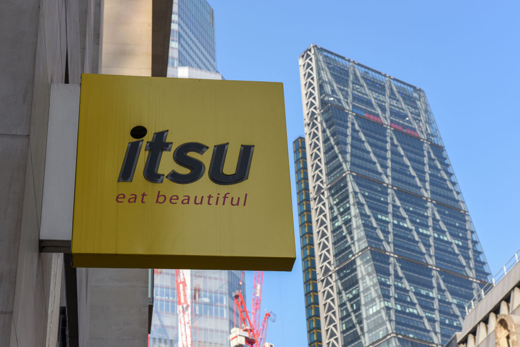Itsu outdoor sign logo seen in central London