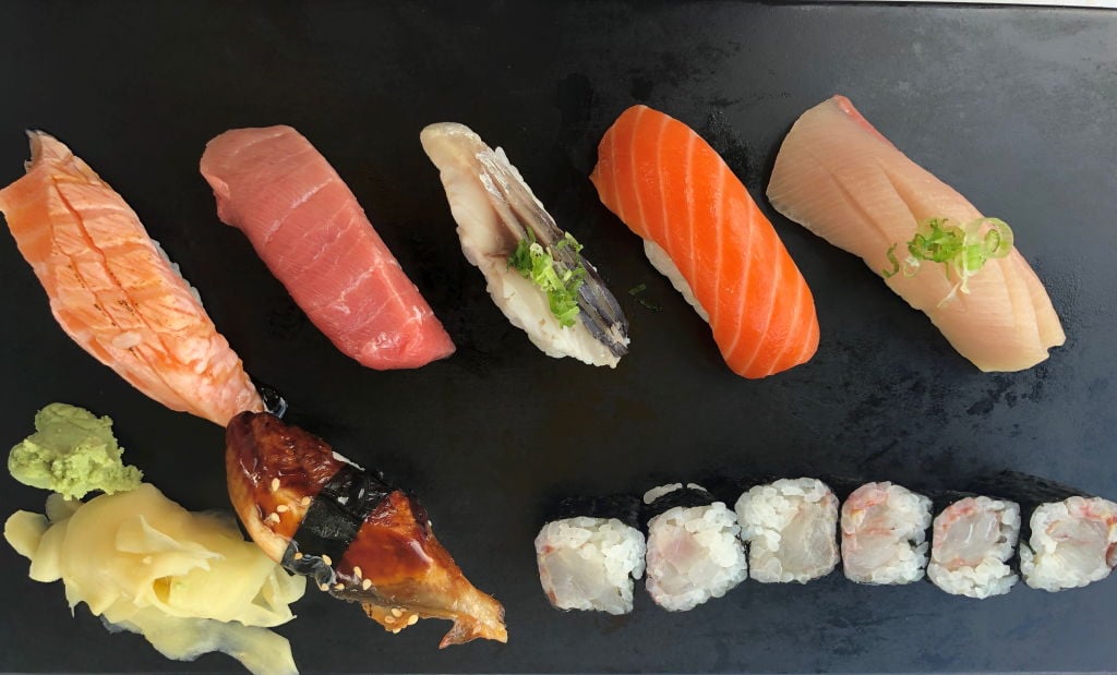 A plate of nigri sushi