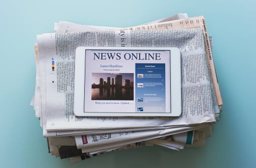 Tablet computer with news articles