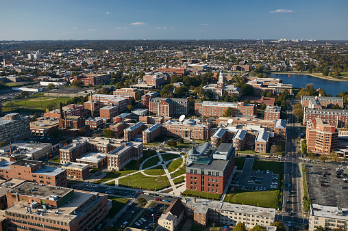 USA, Washington, D.C., Aerial photograph of Howard University campus. Credit : Getty