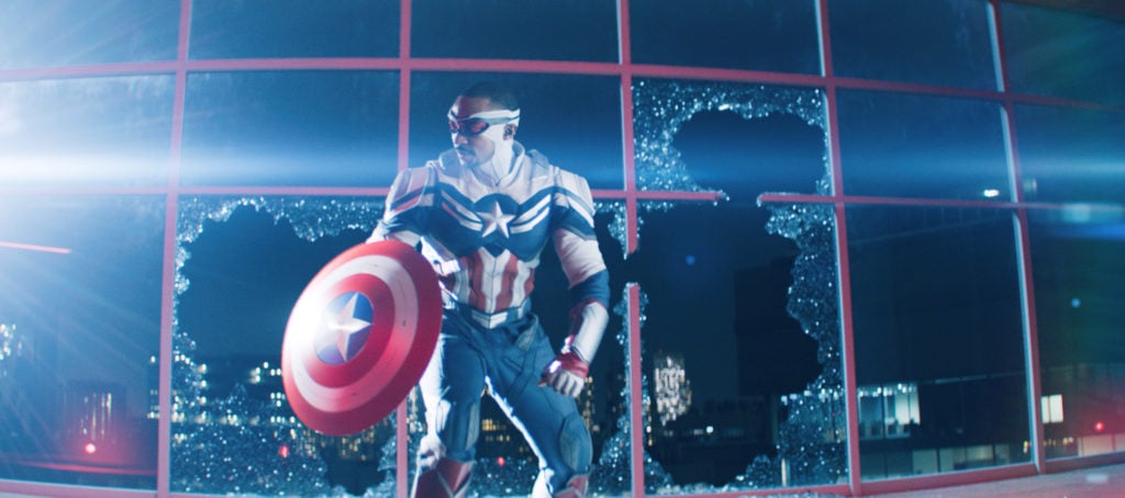 Sam Wilson as Captain America in The Falcon and The Winter Soldier.
