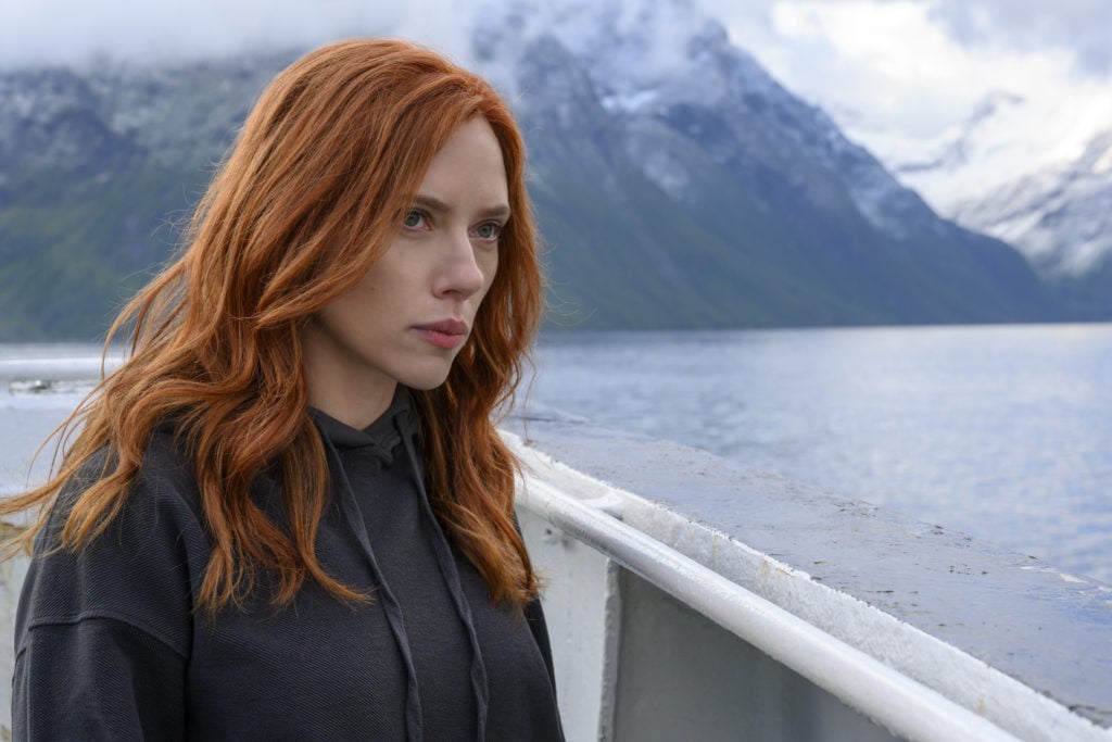 Scarlett Johansson as Black Widow.