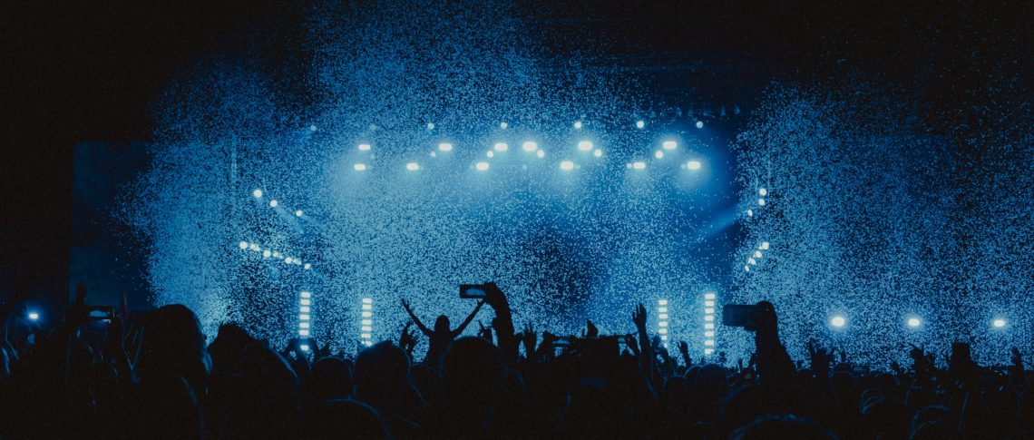people watching concert during night time