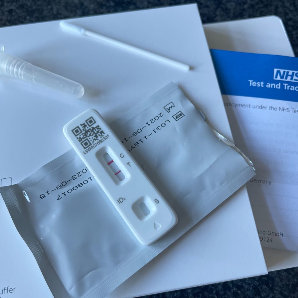 The red bars indicate a positive test for Covid, using the NHS’s test and trace kit. London, October 2021
