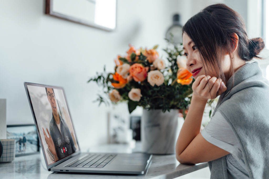Beautiful Young Woman Having A Video Call With Her Lover