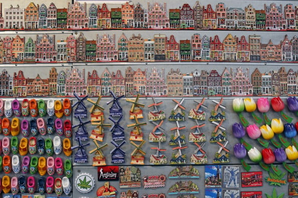 Amsterdam, decorated souvenirs in flower market