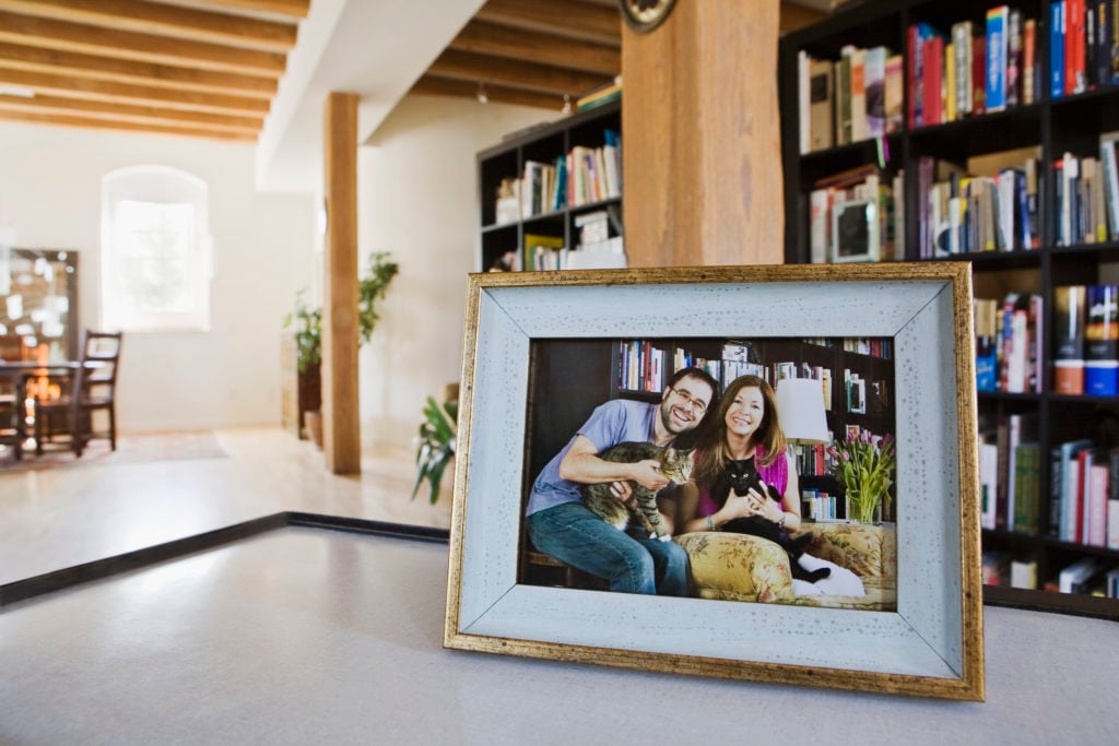 Portrait of a couple on a coffee table