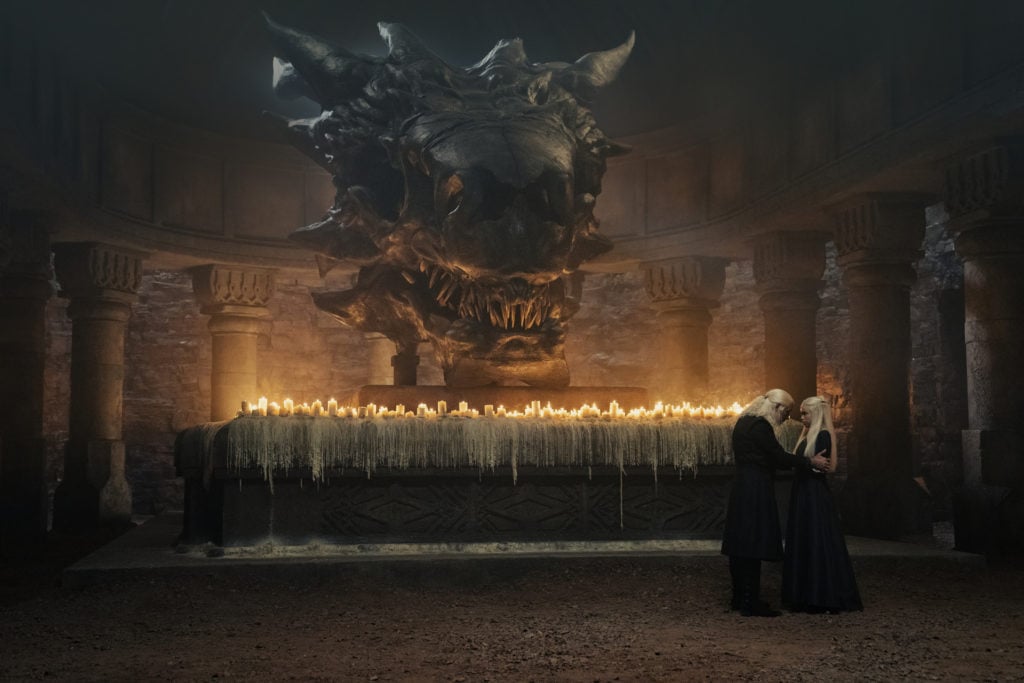 Paddy Considine and Milly Alcock in House of the Dragon