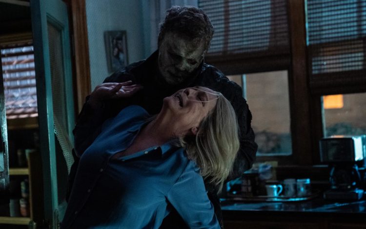 Michael Myers and Jamie Lee Curtis as Laurie Strode in Halloween Ends