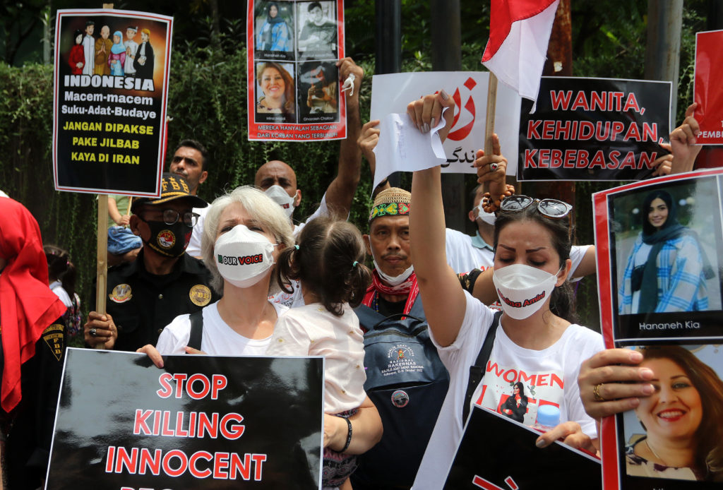 Protest in Jakarta against death of Mahsa Amini in Iran