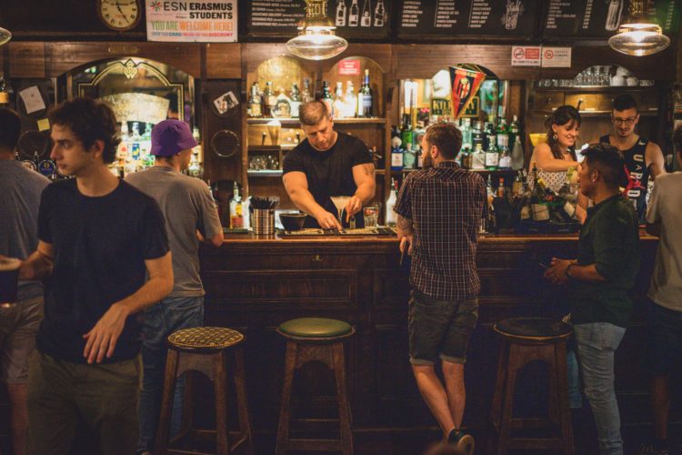 Students at a bar