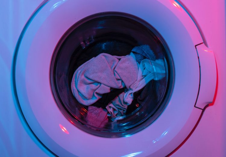 clothes in a washing machine