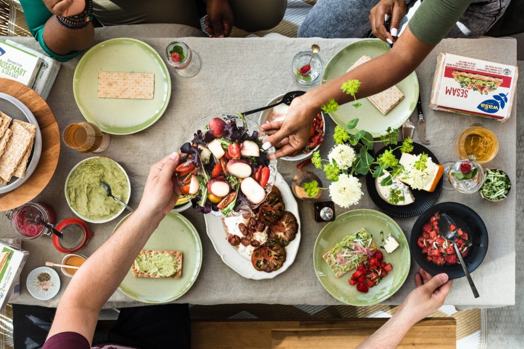 Sharing a dinner with friends
