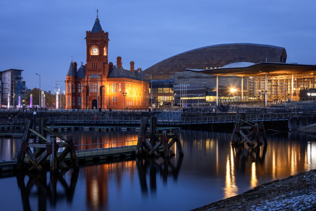 Pierhead, Little Ben, Senedd, Cardiff Bay, Cardiff, Glamorgan, Wales