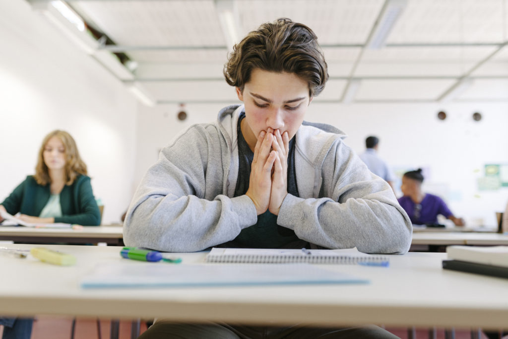 Worried Student Looking At Test