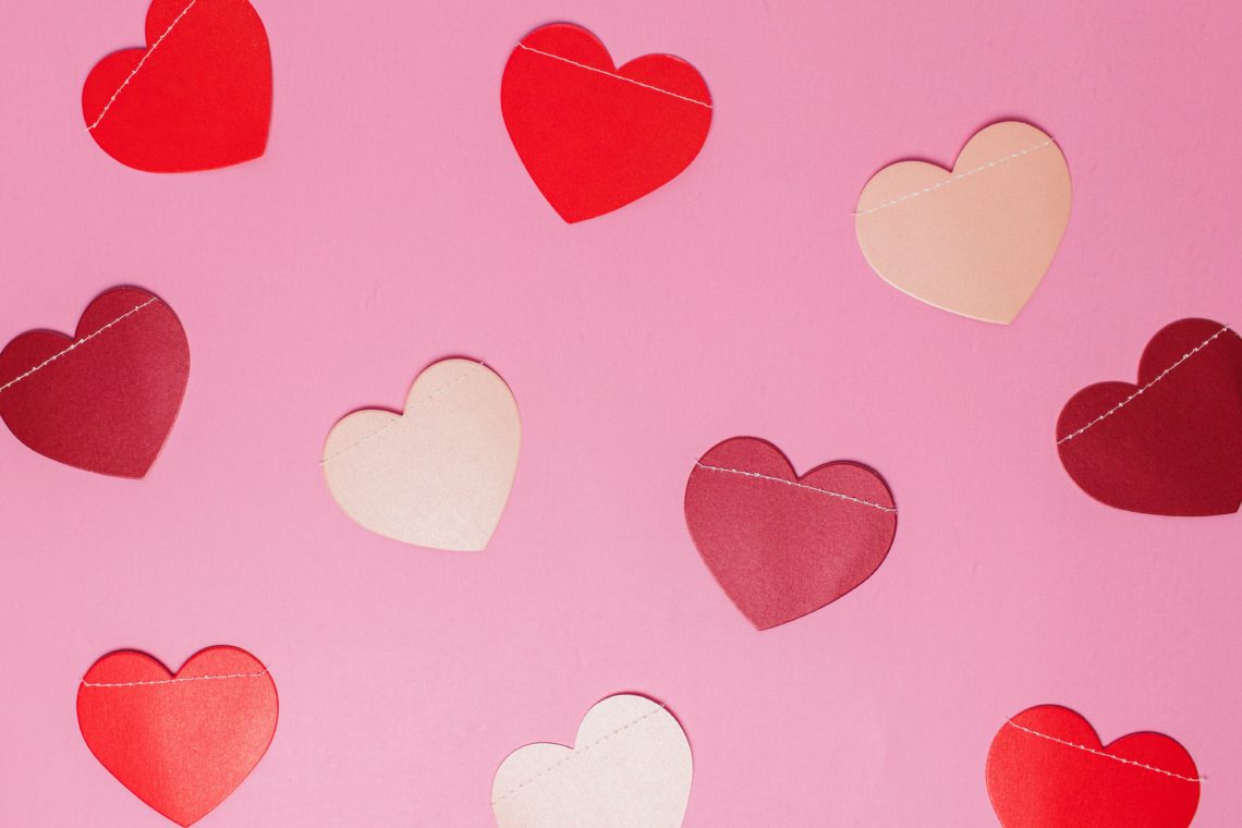 pink and white hearts illustration