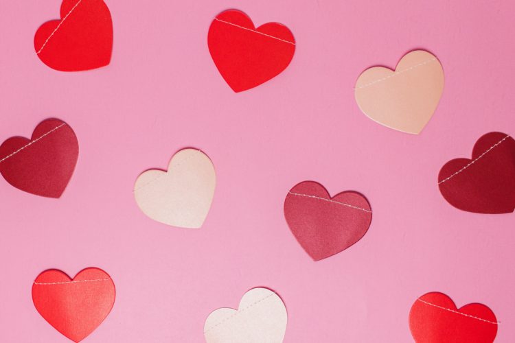 pink and white hearts illustration