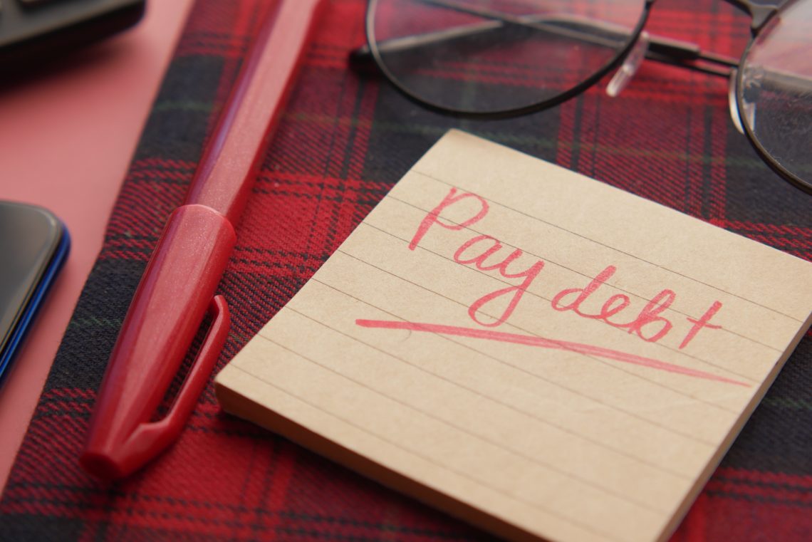 Pay debt on post it note