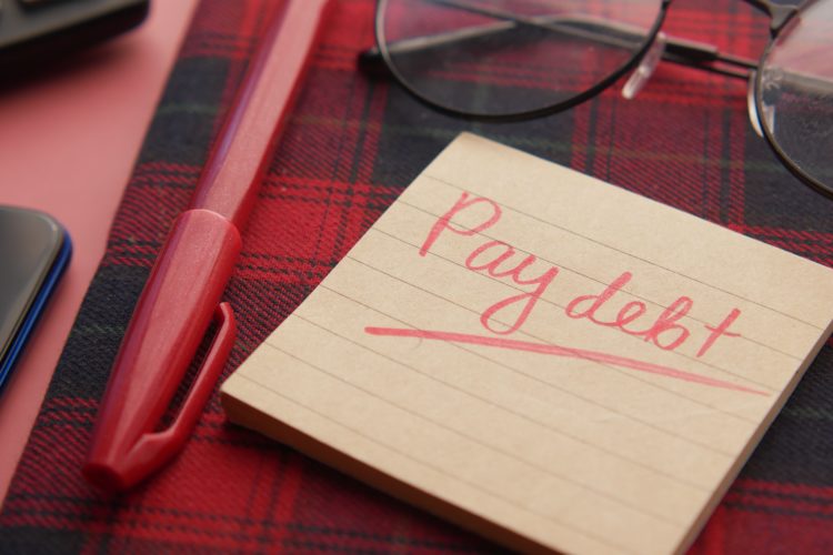 Pay debt on post it note