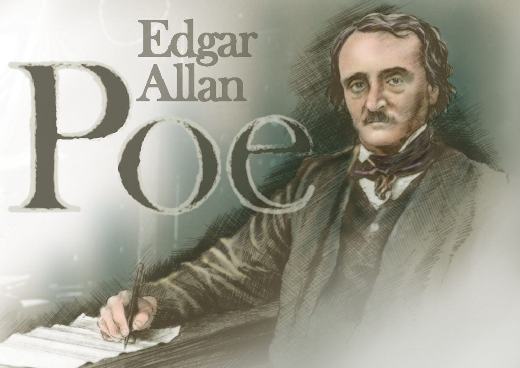 illustation of edhar allen poe with his name to the side