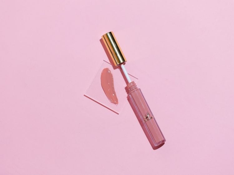 pink lipstick on pink surface