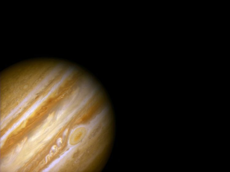 Jupiter tilted on a black background